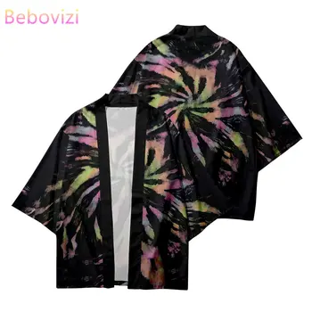 Móda tie-dye Tričko Japonské Tradičné Haori Ženy Muži Pláži Yukata Streetwear Cardigan Kimono Nadrozmerné Ázijské Oblečenie