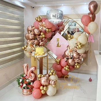 Prašnom Ružová Balón Auta Balóny Arch Dekorácie Baby Sprcha Party, Narodeniny, Svadobné Ballon Chrome Ružové Zlato Matné Lvory Globos