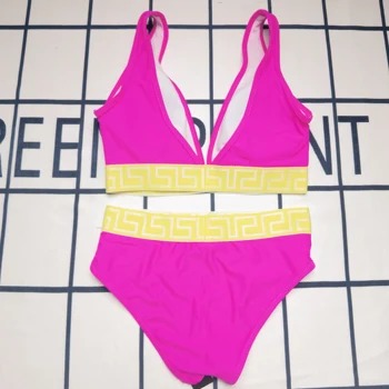 Sexy Vysoký Pás Split Bikini Set Plavky Digitálna Tlač Plážové Oblečenie Plavky Ženy Plavky Tankini Plavky Žena Oblečenie