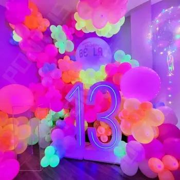 50/100ks Neon Balóny Happy Birthday 10 inch UV Glow Balóny Blacklight Latex Globos Deti Baby Sprcha Narodeninovej Party Decor
