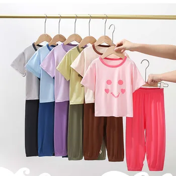Letné Chlapčenské Pyžamo Sady Batoľa, Dieťa Dievčatá Oblečenie Cartoon detské Oblečenie Sady teplákové súpravy kórejské Oblečenie pre Deti Pyžamá